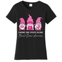 Gnomes One Fight Alone Pink Ribbon Breast Cancer Women's T-Shirt