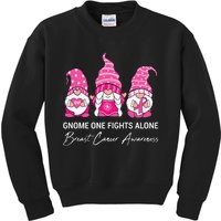 Gnomes One Fight Alone Pink Ribbon Breast Cancer Kids Sweatshirt