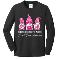 Gnomes One Fight Alone Pink Ribbon Breast Cancer Kids Long Sleeve Shirt