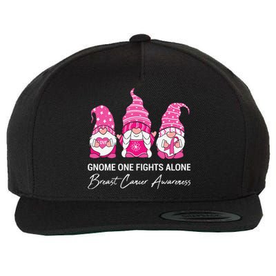 Gnomes One Fight Alone Pink Ribbon Breast Cancer Wool Snapback Cap