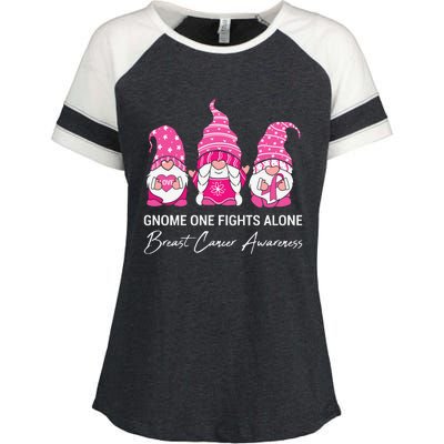 Gnomes One Fight Alone Pink Ribbon Breast Cancer Enza Ladies Jersey Colorblock Tee