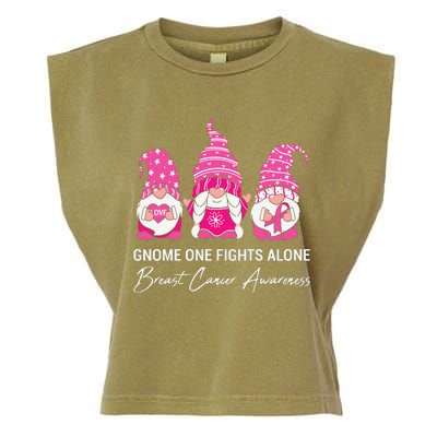 Gnomes One Fight Alone Pink Ribbon Breast Cancer Garment-Dyed Women's Muscle Tee