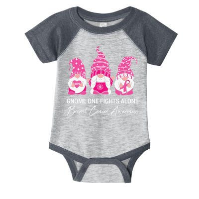 Gnomes One Fight Alone Pink Ribbon Breast Cancer Infant Baby Jersey Bodysuit