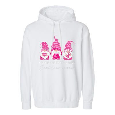 Gnomes One Fight Alone Pink Ribbon Breast Cancer Garment-Dyed Fleece Hoodie