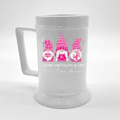 Gnomes One Fight Alone Pink Ribbon Breast Cancer Beer Stein