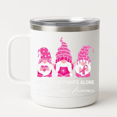 Gnomes One Fight Alone Pink Ribbon Breast Cancer 12 oz Stainless Steel Tumbler Cup