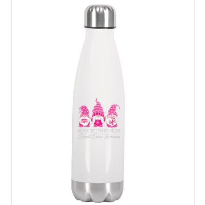 Gnomes One Fight Alone Pink Ribbon Breast Cancer Stainless Steel Insulated Water Bottle