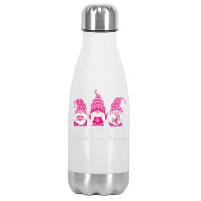 Gnomes One Fight Alone Pink Ribbon Breast Cancer Stainless Steel Insulated Water Bottle