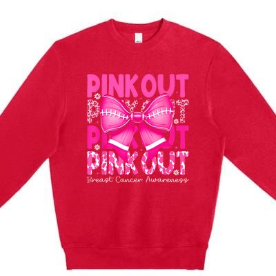 Gift Out Football Breast Cancer Awareness Premium Crewneck Sweatshirt