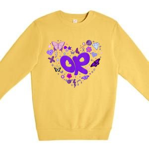 Girl Olivia First Name Personalized Groovy 80s Heart Premium Crewneck Sweatshirt