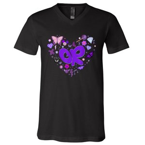 Girl Olivia First Name Personalized Groovy 80s Heart V-Neck T-Shirt