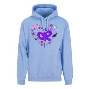 Girl Olivia First Name Personalized Groovy 80s Heart Unisex Surf Hoodie