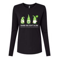 Gnome One Fights Alone Mental Health Awareness Green Ribbon Womens Cotton Relaxed Long Sleeve T-Shirt