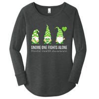 Gnome One Fights Alone Mental Health Awareness Green Ribbon Women's Perfect Tri Tunic Long Sleeve Shirt