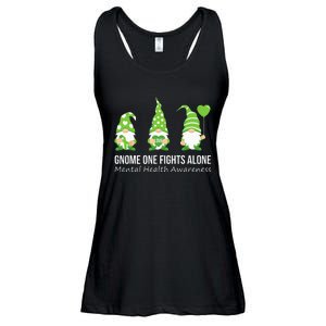 Gnome One Fights Alone Mental Health Awareness Green Ribbon Ladies Essential Flowy Tank