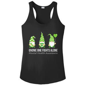 Gnome One Fights Alone Mental Health Awareness Green Ribbon Ladies PosiCharge Competitor Racerback Tank