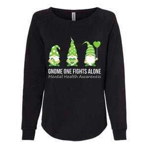 Gnome One Fights Alone Mental Health Awareness Green Ribbon Womens California Wash Sweatshirt