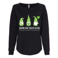 Gnome One Fights Alone Mental Health Awareness Green Ribbon Womens California Wash Sweatshirt