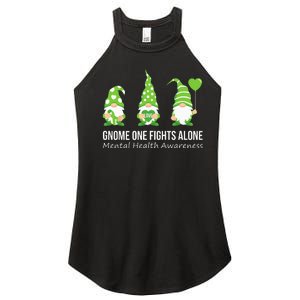 Gnome One Fights Alone Mental Health Awareness Green Ribbon Women's Perfect Tri Rocker Tank