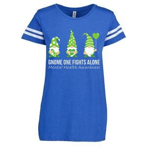 Gnome One Fights Alone Mental Health Awareness Green Ribbon Enza Ladies Jersey Football T-Shirt