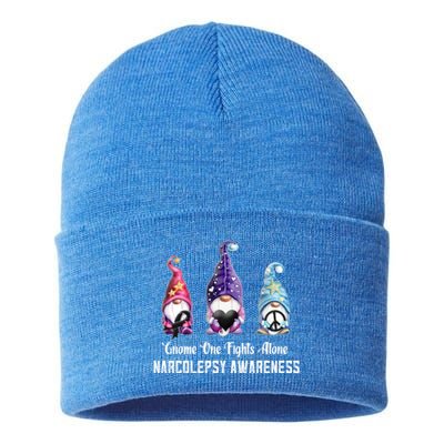 Gnome One Fights Alone Narcolepsy Awareness Meaningful Gift Sustainable Knit Beanie