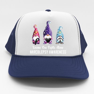 Gnome One Fights Alone Narcolepsy Awareness Meaningful Gift Trucker Hat