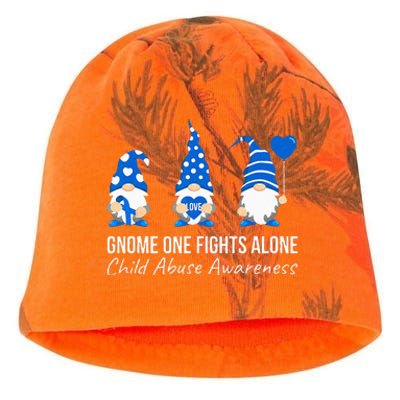 Gnome One Fights Alone Child Abuse Awareness Blue Ribbon Kati - Camo Knit Beanie