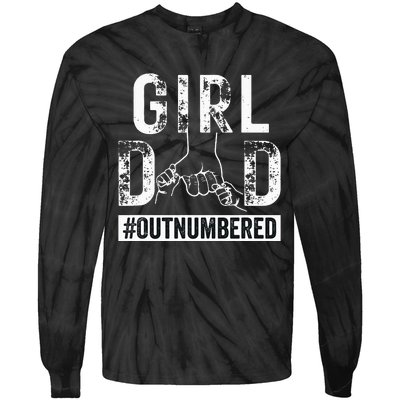 GirlDad Outnumbered Fathers Day from Wife Daughter Tie-Dye Long Sleeve Shirt