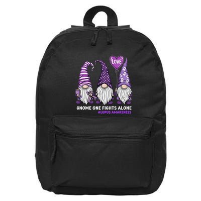 Gnome One Fights Alone Lupus Awareness Month Purple Ribbon 16 in Basic Backpack