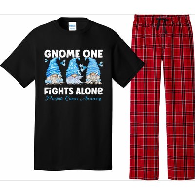 Gnome One Fights Alone Light Blue Prostate Cancer Awareness Pajama Set