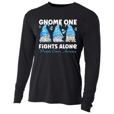 Gnome One Fights Alone Light Blue Prostate Cancer Awareness Cooling Performance Long Sleeve Crew