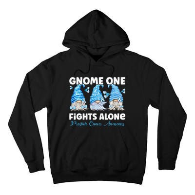 Gnome One Fights Alone Light Blue Prostate Cancer Awareness Tall Hoodie