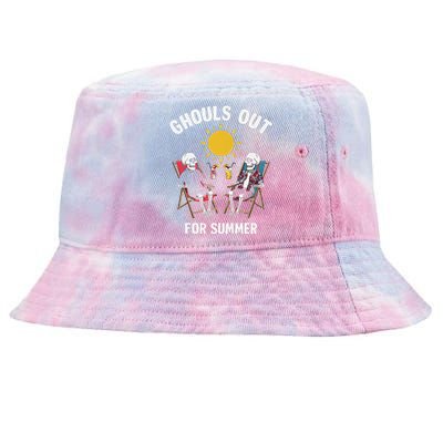 Ghouls Out For Summer Funny Summerween Ghoul Tie-Dyed Bucket Hat