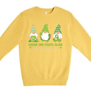 Gnome One Fights Alone Green Mental Health Awareness Premium Crewneck Sweatshirt