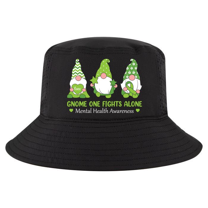 Gnome One Fights Alone Green Mental Health Awareness Cool Comfort Performance Bucket Hat