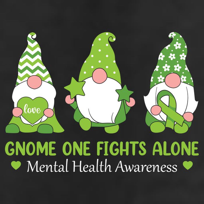 Gnome One Fights Alone Green Mental Health Awareness Cool Comfort Performance Bucket Hat