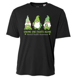 Gnome One Fights Alone Green Mental Health Awareness Cooling Performance Crew T-Shirt