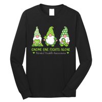 Gnome One Fights Alone Green Mental Health Awareness Long Sleeve Shirt