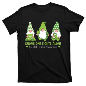 Gnome One Fights Alone Green Mental Health Awareness T-Shirt