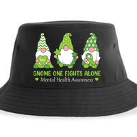 Gnome One Fights Alone Green Mental Health Awareness Sustainable Bucket Hat