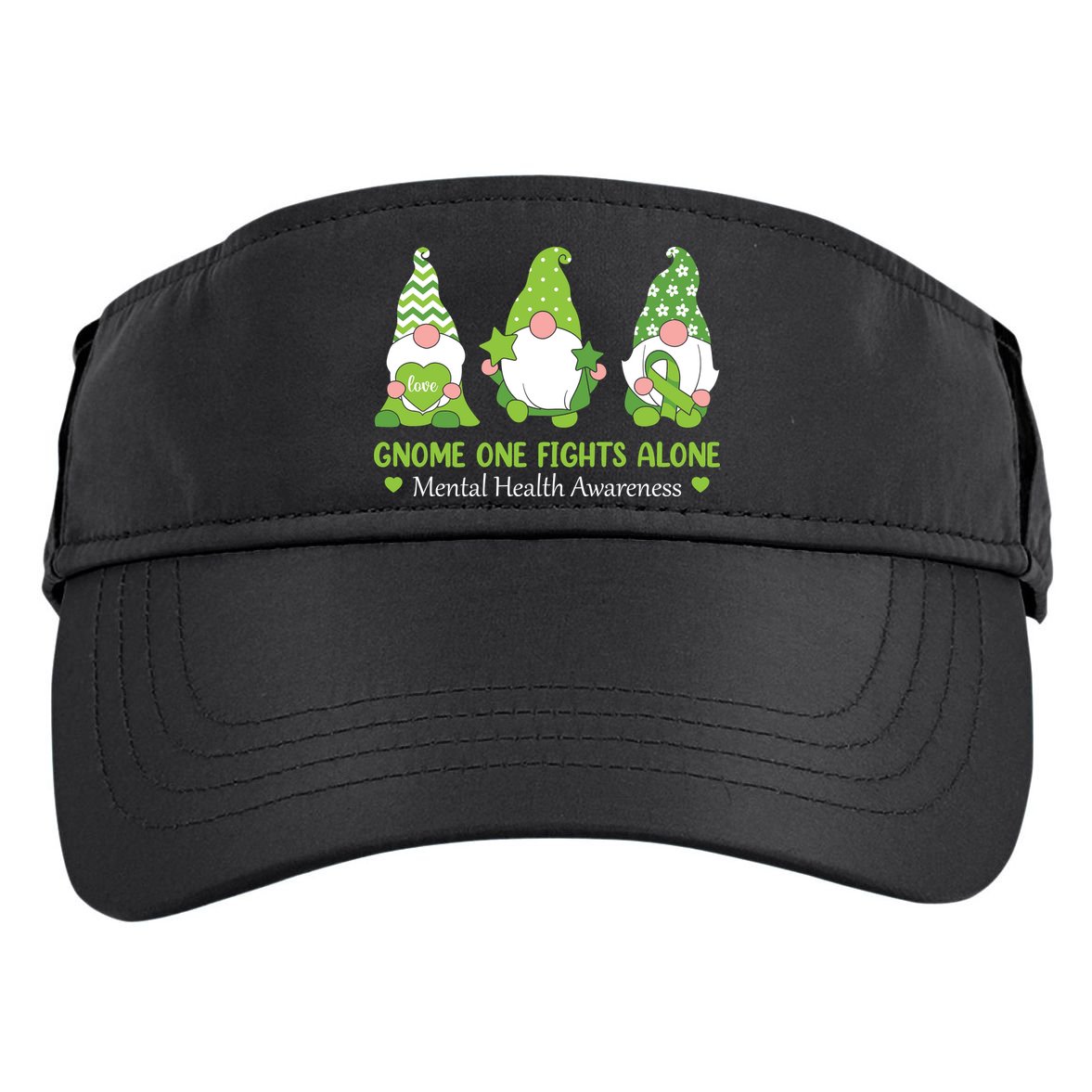 Gnome One Fights Alone Green Mental Health Awareness Adult Drive Performance Visor