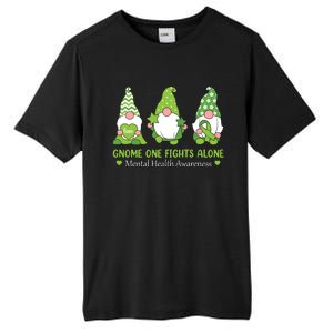 Gnome One Fights Alone Green Mental Health Awareness Tall Fusion ChromaSoft Performance T-Shirt