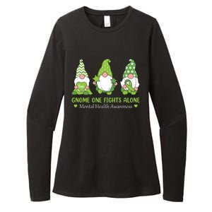 Gnome One Fights Alone Green Mental Health Awareness Womens CVC Long Sleeve Shirt