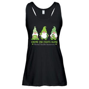 Gnome One Fights Alone Green Mental Health Awareness Ladies Essential Flowy Tank