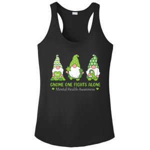 Gnome One Fights Alone Green Mental Health Awareness Ladies PosiCharge Competitor Racerback Tank