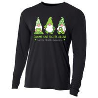 Gnome One Fights Alone Green Mental Health Awareness Cooling Performance Long Sleeve Crew