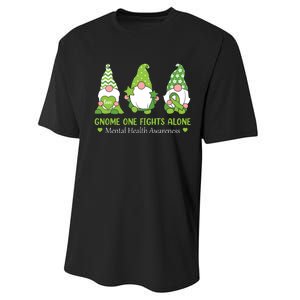 Gnome One Fights Alone Green Mental Health Awareness Performance Sprint T-Shirt