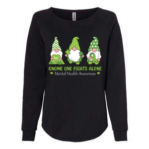 Gnome One Fights Alone Green Mental Health Awareness Womens California Wash Sweatshirt