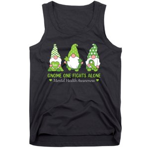 Gnome One Fights Alone Green Mental Health Awareness Tank Top