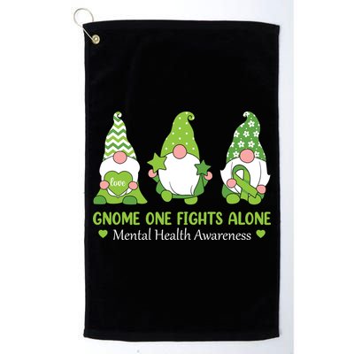 Gnome One Fights Alone Green Mental Health Awareness Golf Towel